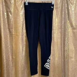 PINK Victorias Secret silver sequin bling checkered leggings size S, HTF RARE